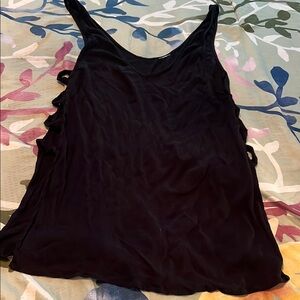 Cut out sides black tank beach coverup